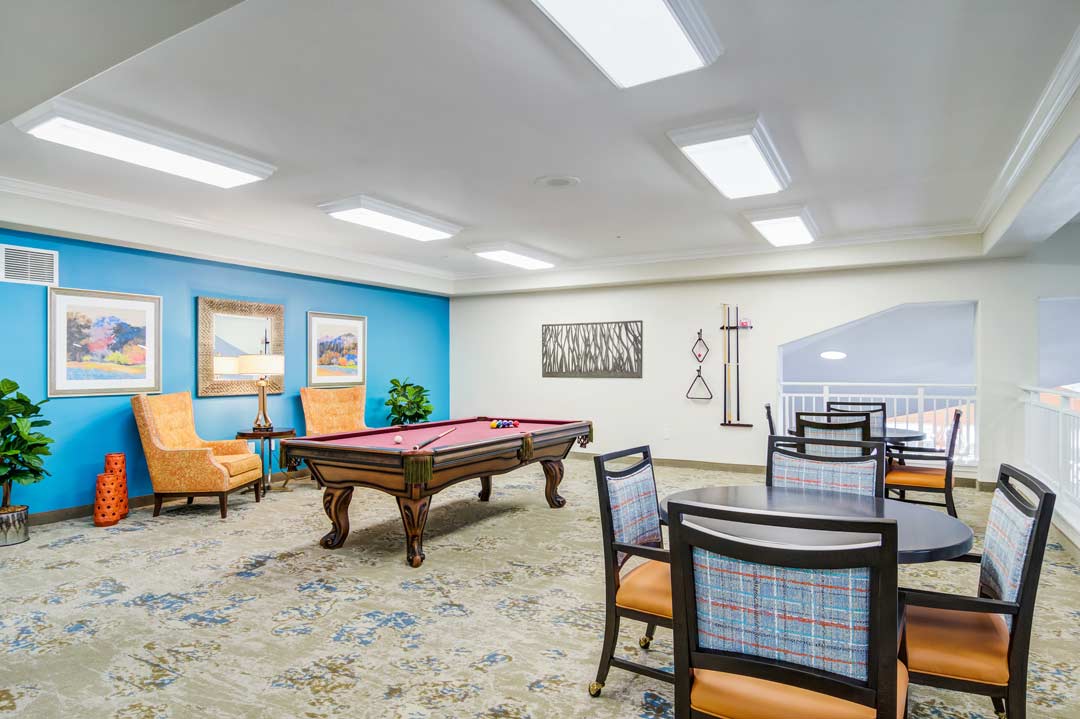 The game room at Cottonwood Estates
