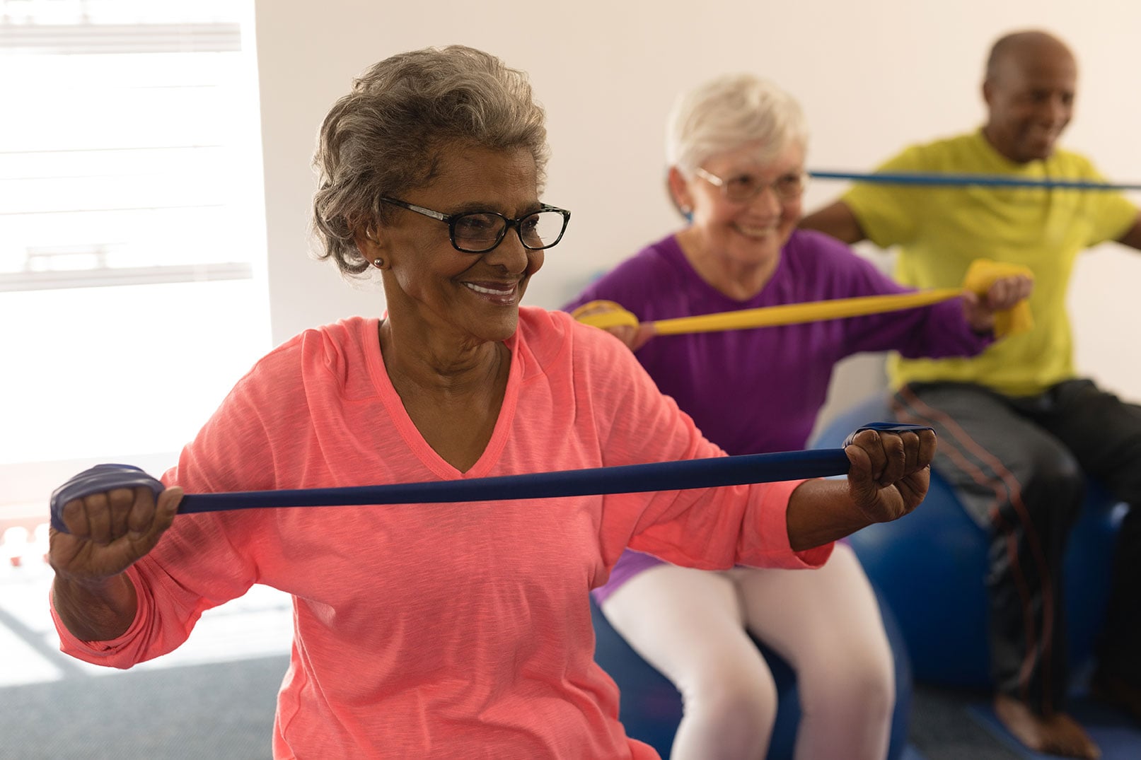 Residents taking part in an exercise class at Cottonwood Estates